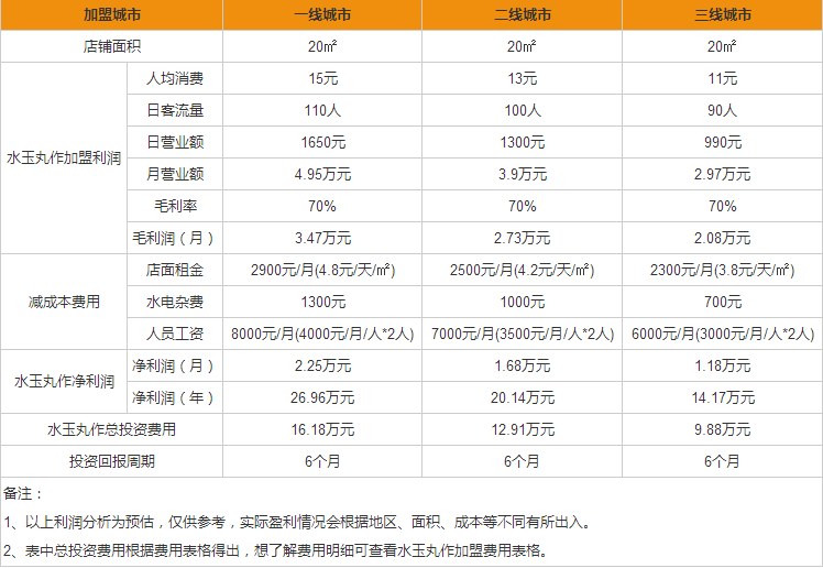 水玉丸作盈利分析