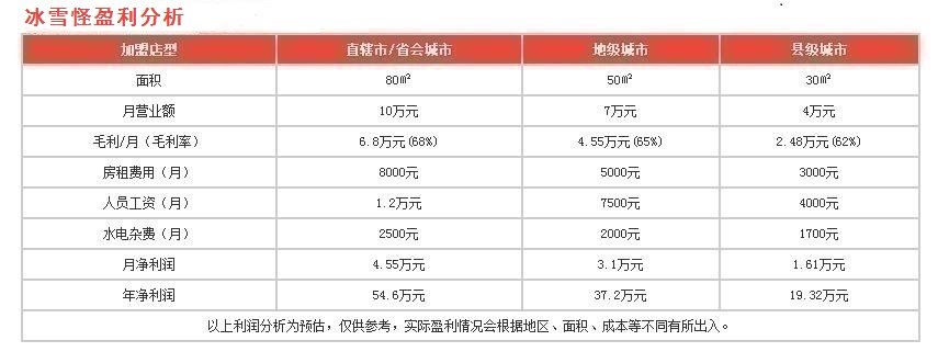 冰雪怪盈利分析